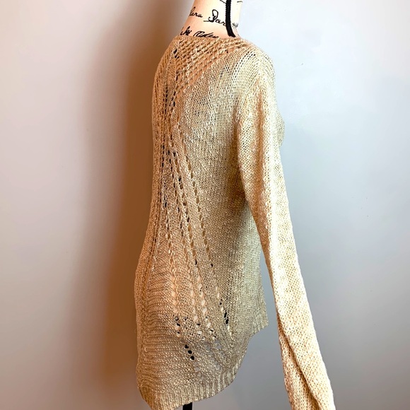 Elan Hi Lo Metallic Sweater With Open Knit Back NEW! - Picture 2 of 7